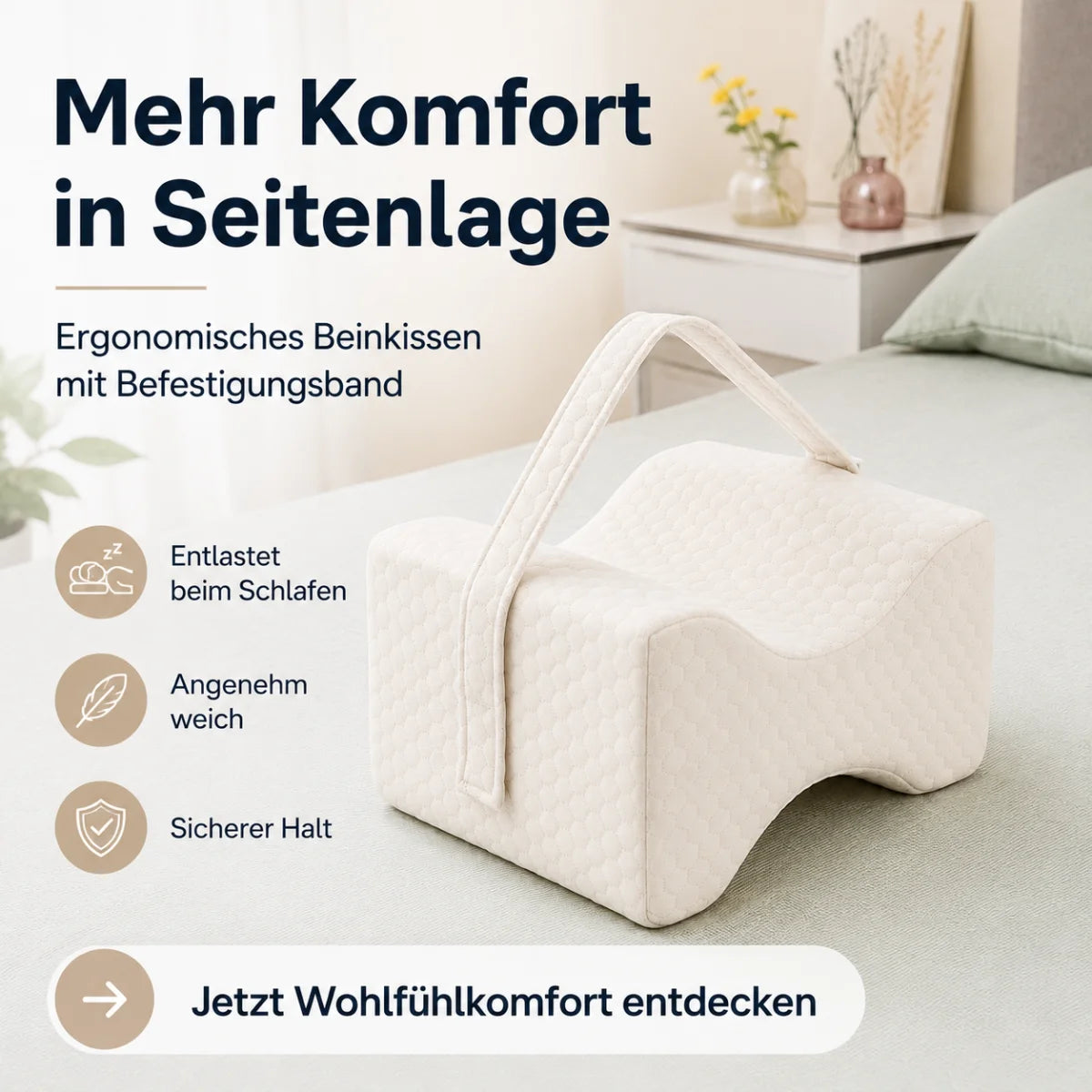 Beinkissen für Seitenschläfer mit Befestigungsband – Produktansicht 3