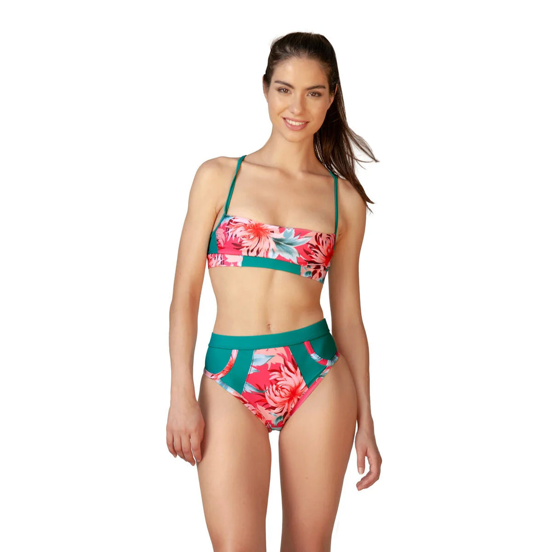 MF SEA Bardot Bikini-Oberteil mit Blumenmuster – Detailansicht 4