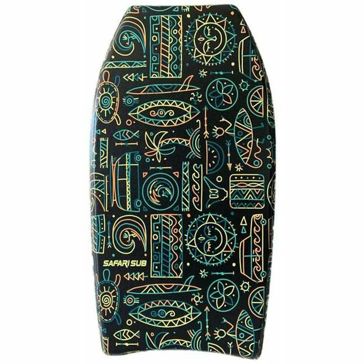 Schwarzes Safari Sub Bodyboard mit neonfarbenem Muster