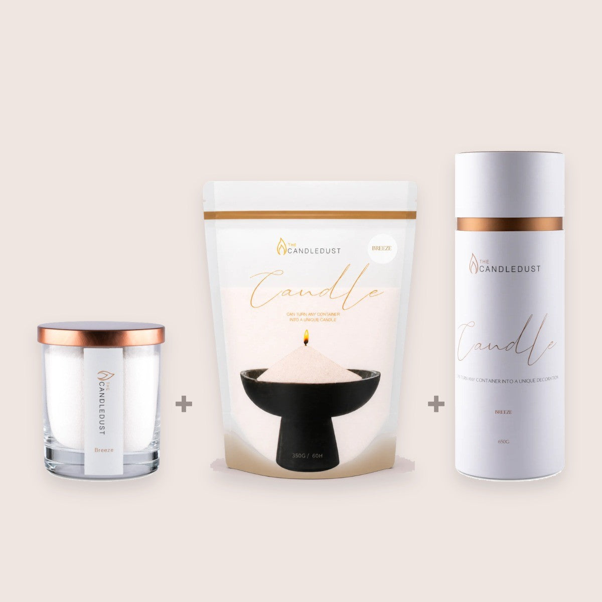 Breeze 3er – Set, 160 g Kerze + 350 g Nachfüllung + 650 g Dose