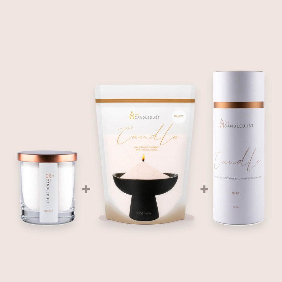 Breeze 3er – Set, 160 g Kerze + 350 g Nachfüllung + 650 g Dose