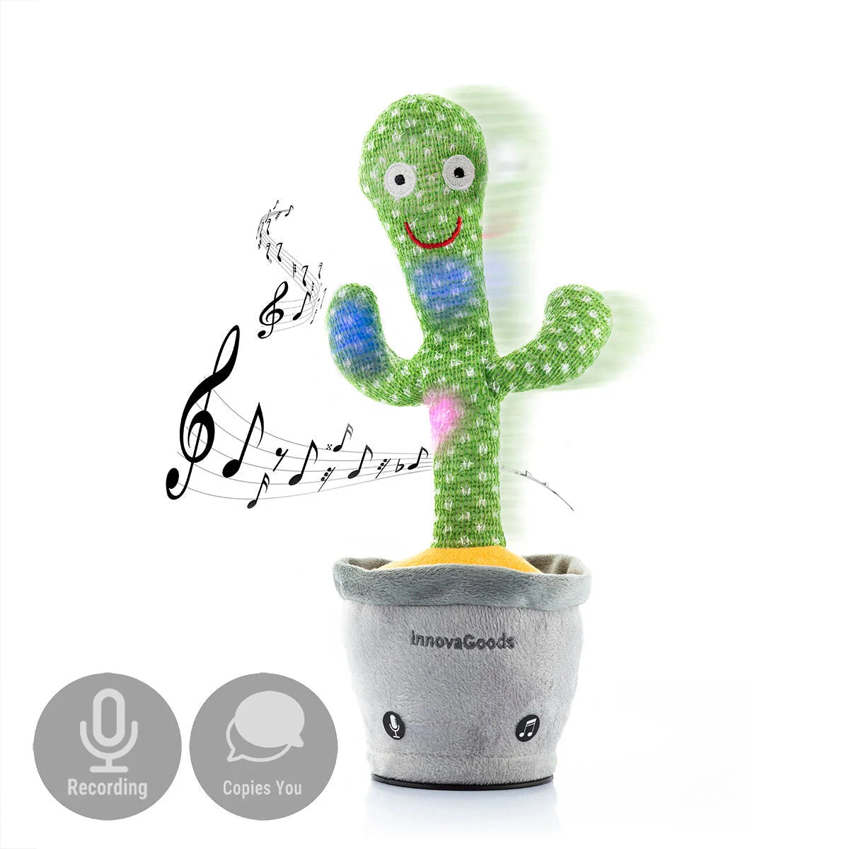 Tanzender und sprechender Kaktus mit Musik und bunten LEDs, wiederaufladbar Cacxi – Produktansicht 5