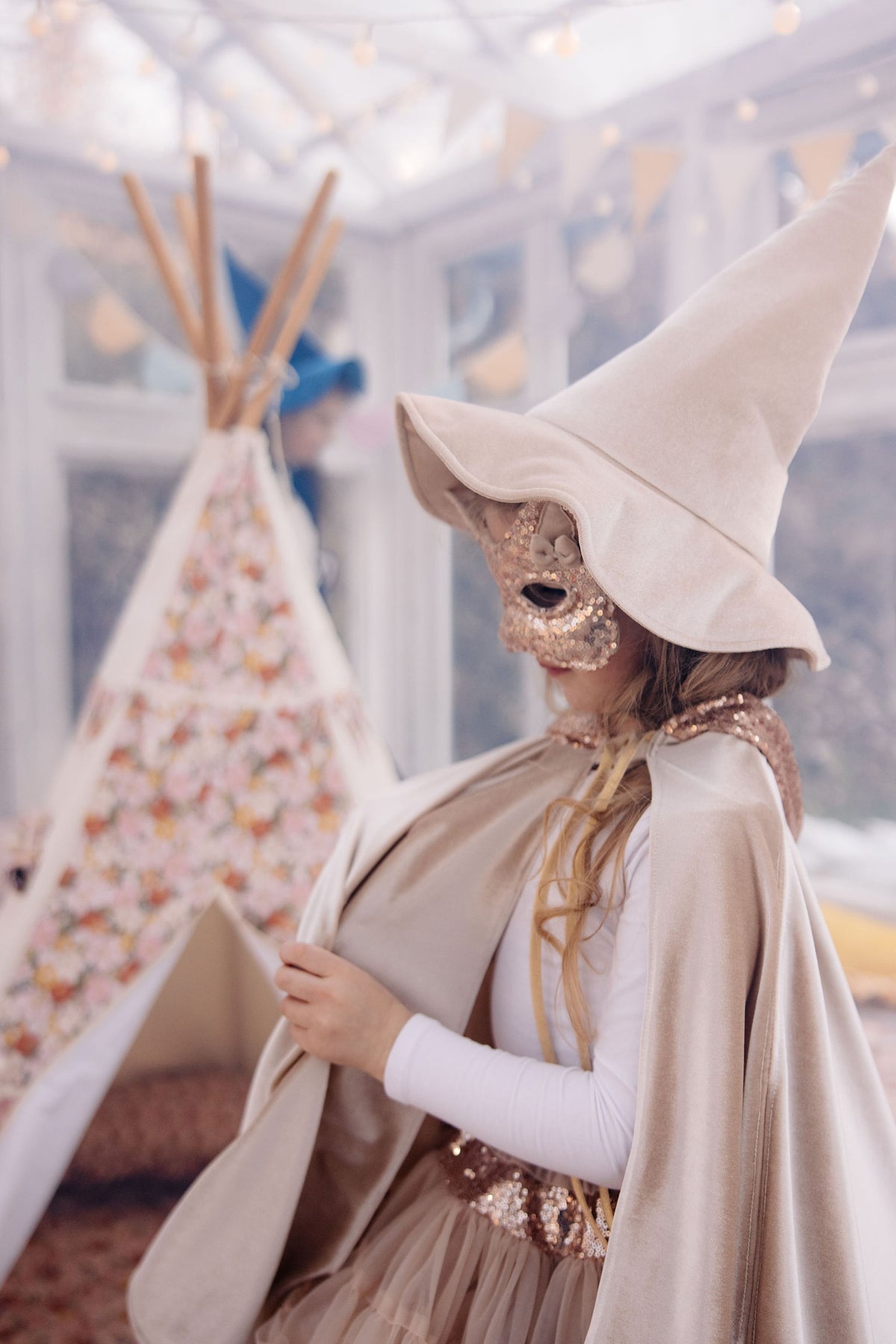 Katzenmaske mit Pailletten – Roségold – Produktansicht 4