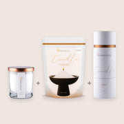 Champagne Rhubarb 3er – Set, 160 g Kerze + 350 g Nachfüllung + 650 g Dose