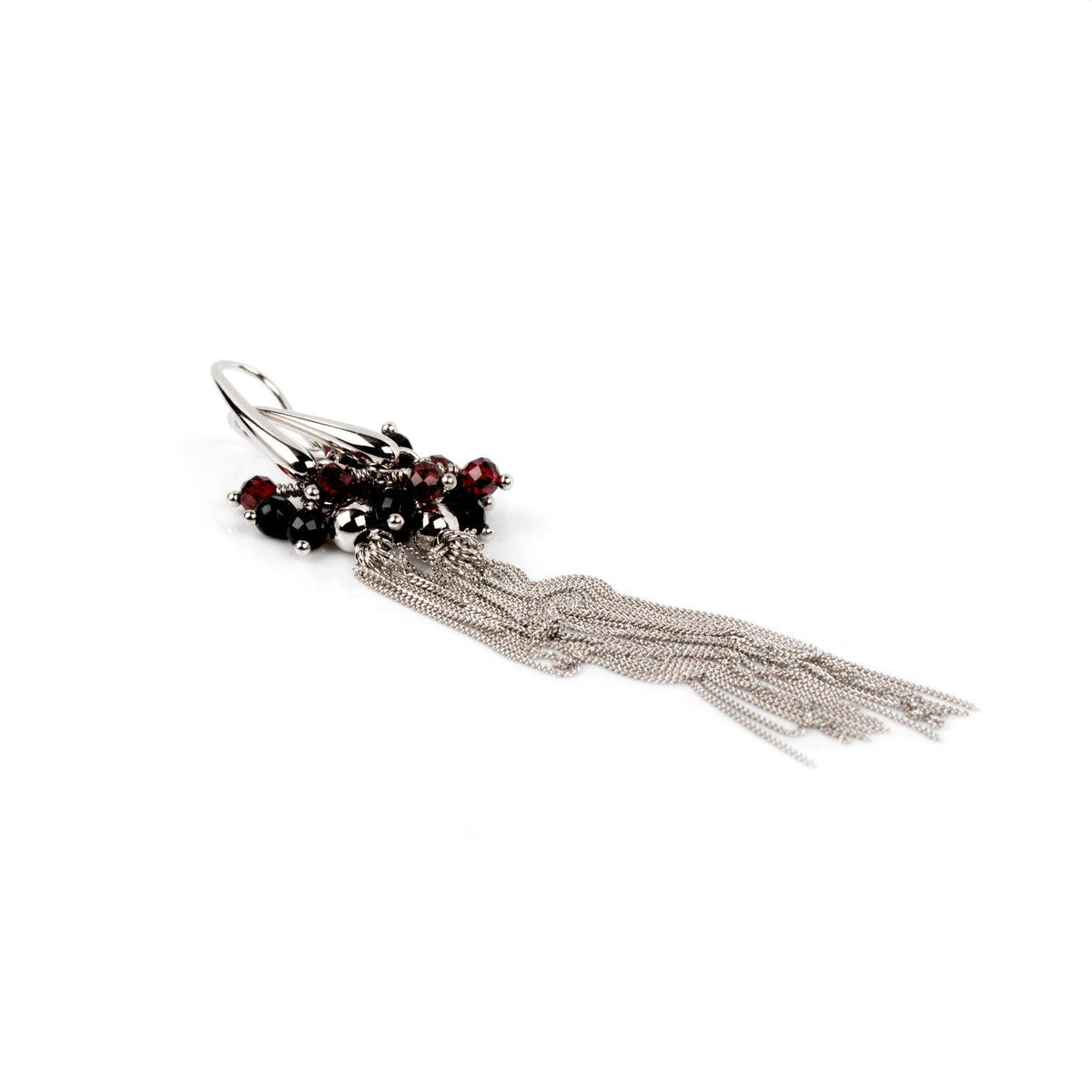 Cherie Black Tassel Ohrringe – Roségold und Silber – Produktansicht 3