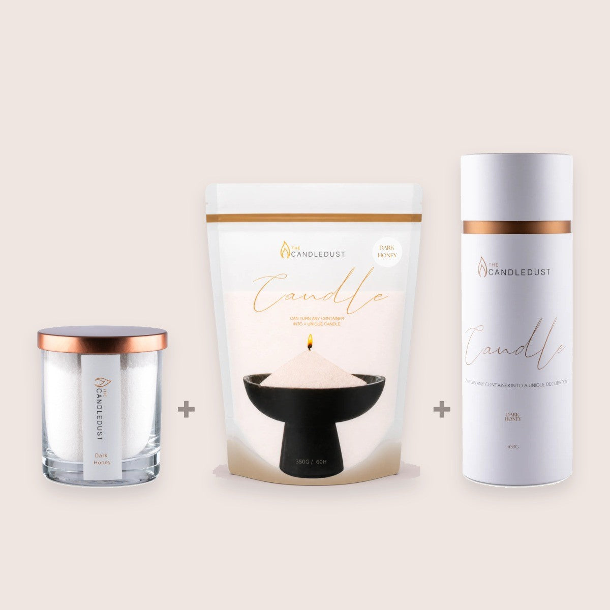 Dark Honey 3er – Set, 160 g Kerze + 350 g Nachfüllung + 650 g Dose