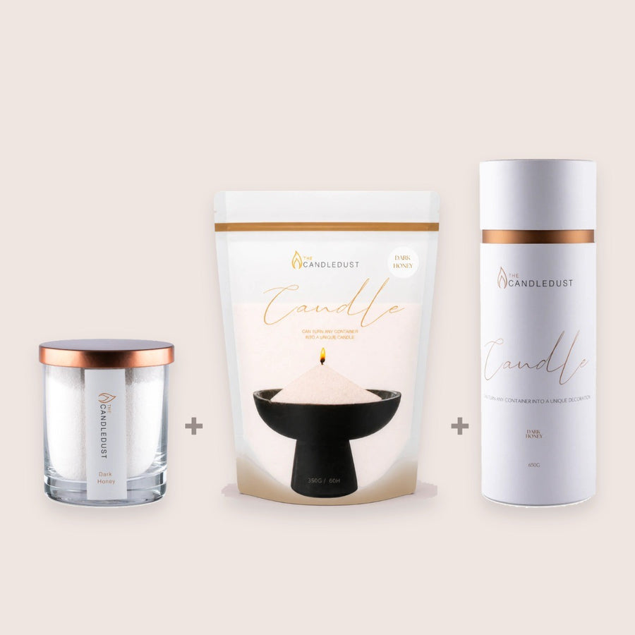 Dark Honey 3er – Set, 160 g Kerze + 350 g Nachfüllung + 650 g Dose