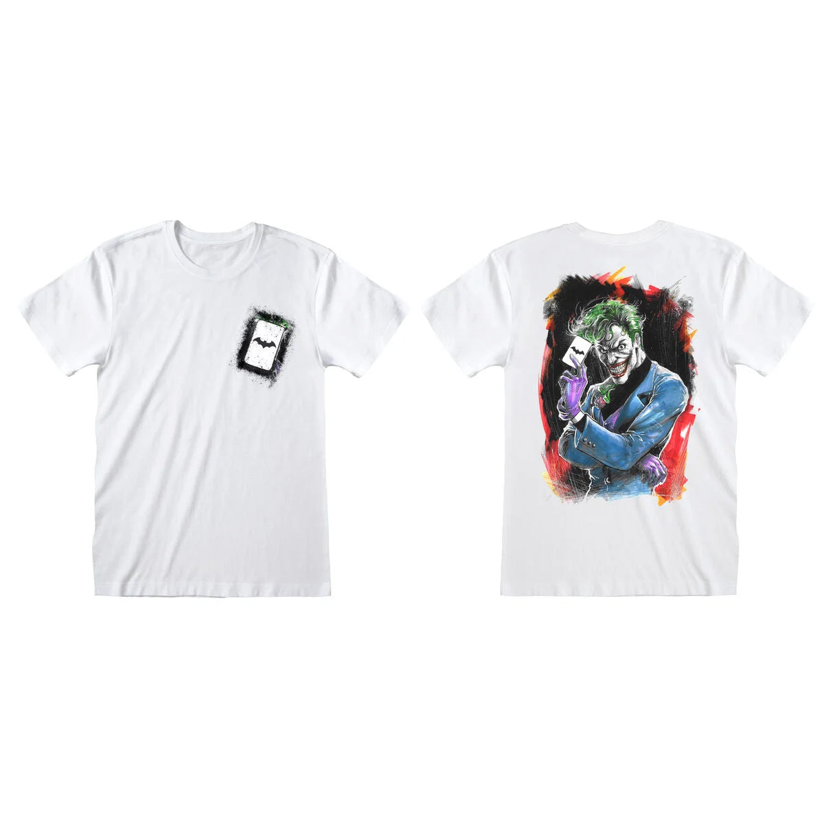 Unisex-T-Shirt Batman Card mit Joker-Motiv in Weiß