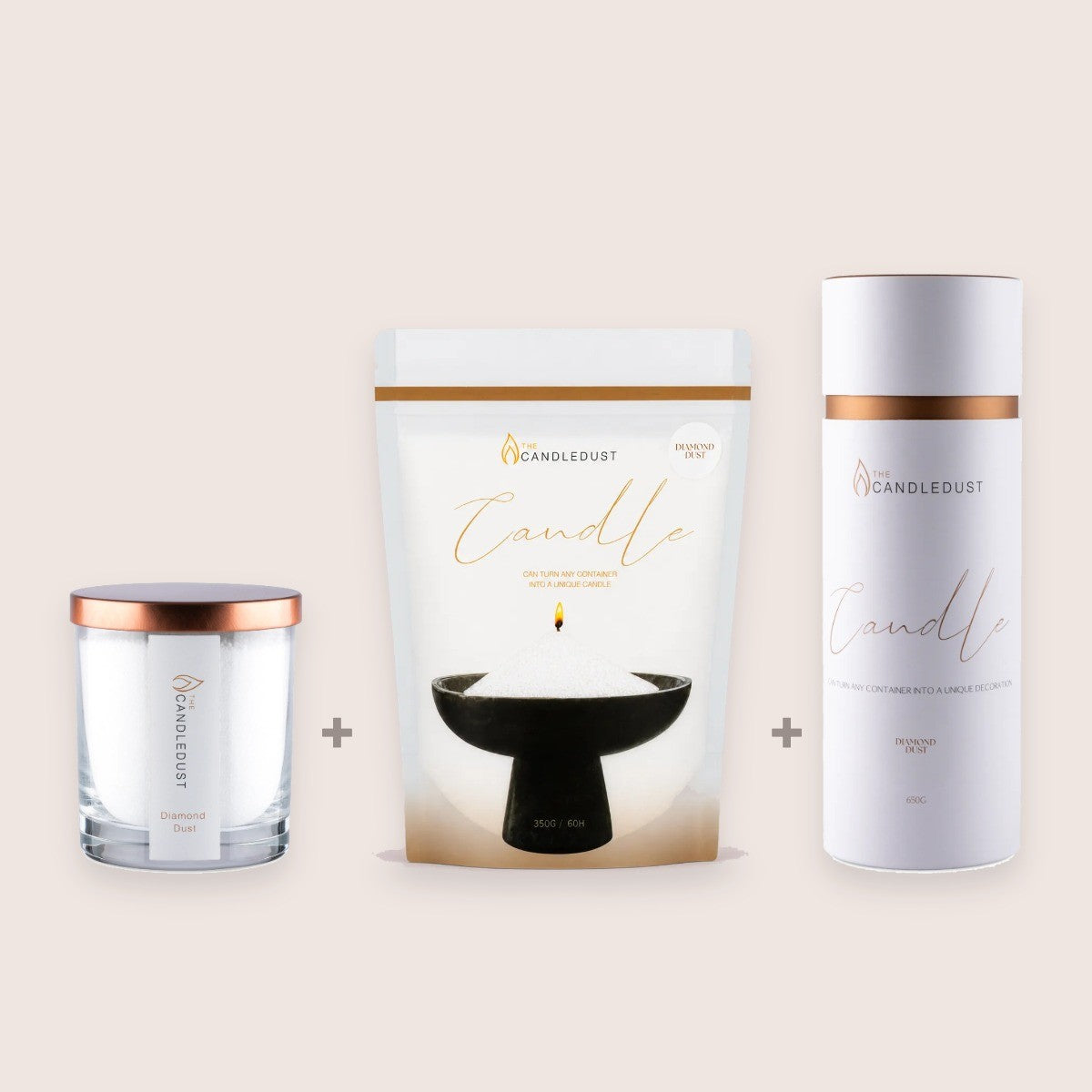 Diamond Dust 3er – Set, 160 g Kerze + 350 g Nachfüllung + 650 g Dose