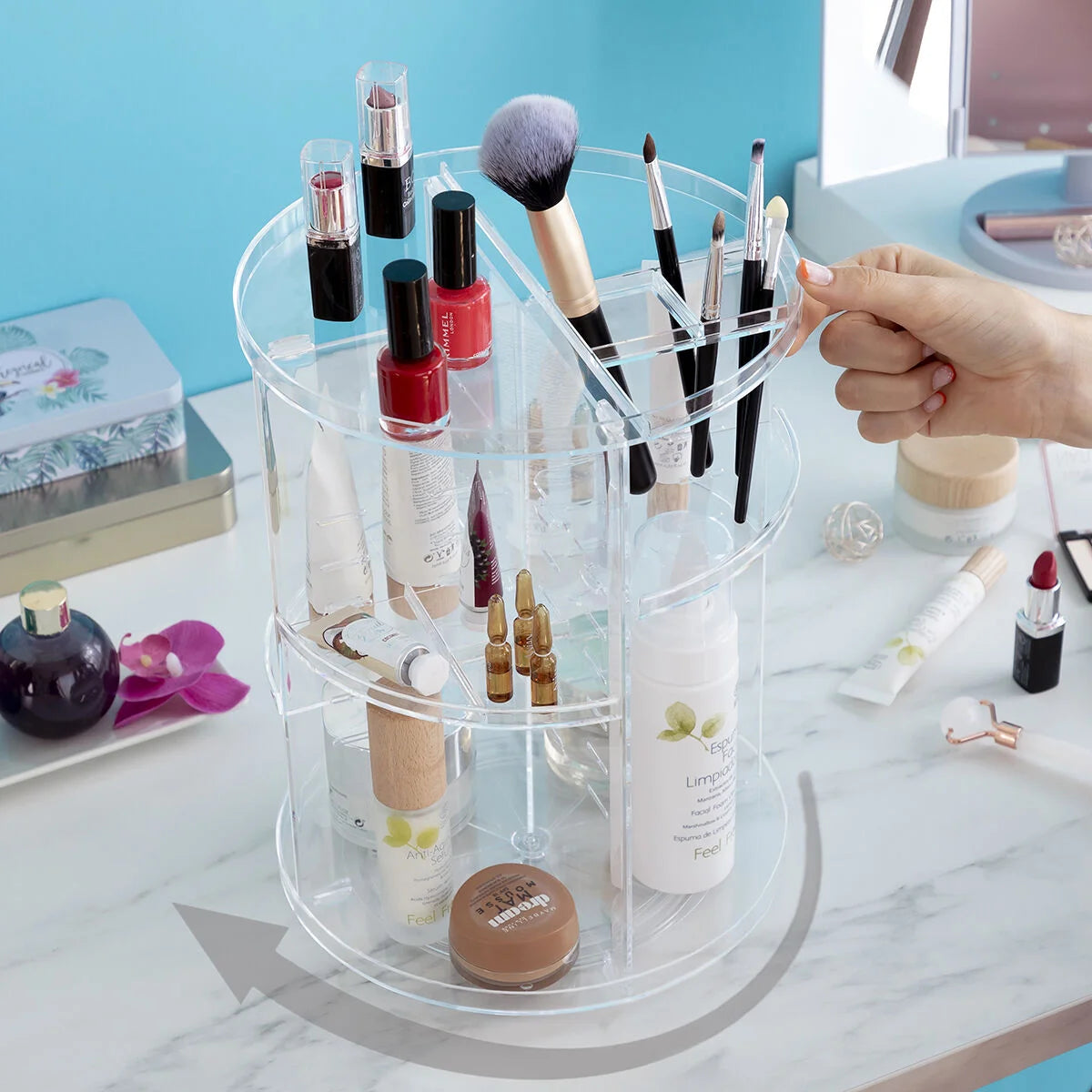 Make-up-Organizer Rolkup – 360 Grad drehbar – Produktansicht 2