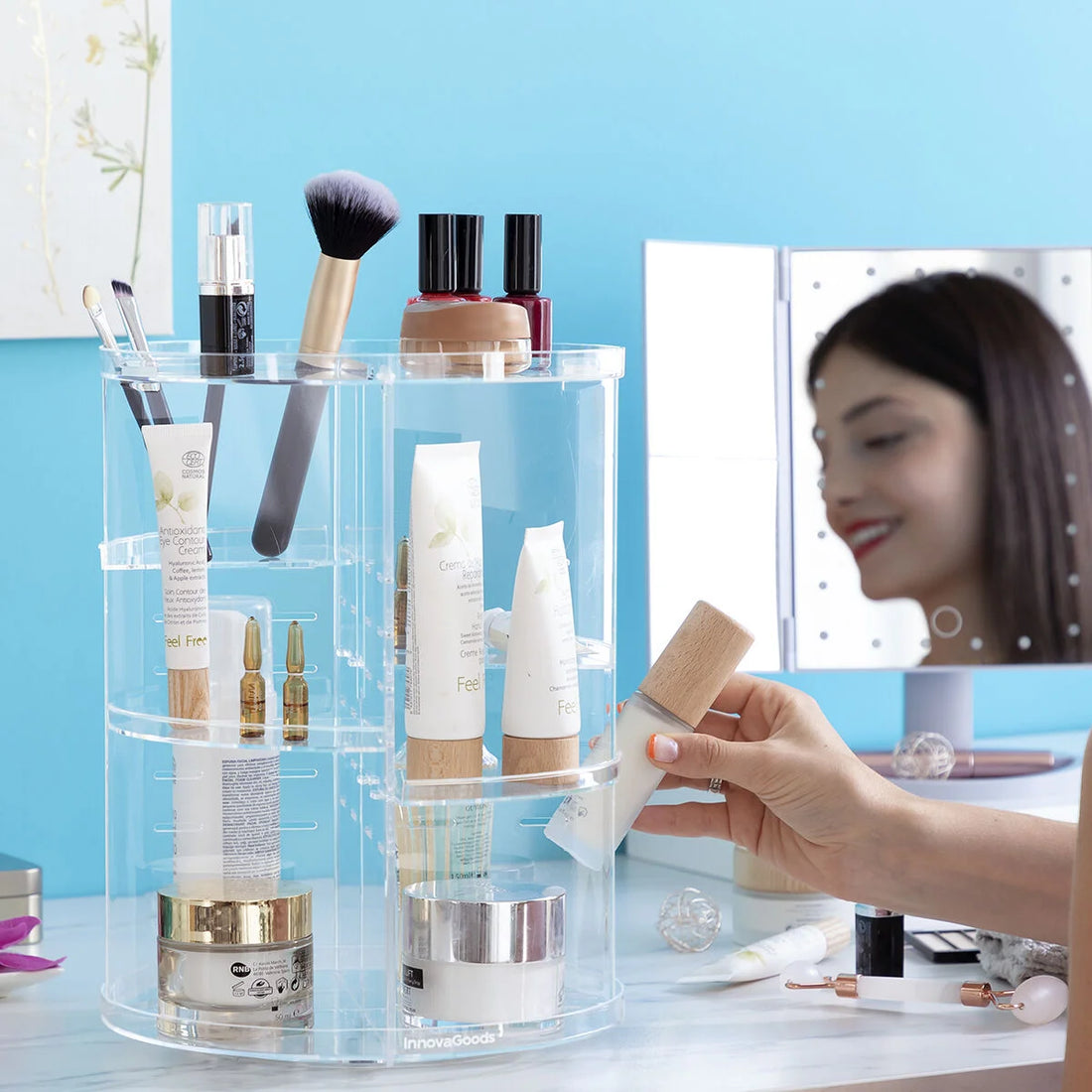 Make-up-Organizer Rolkup – 360 Grad drehbar – Detailansicht 2