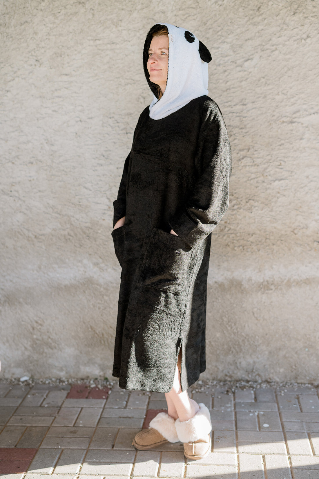 Unisex-Poncho PANDA aus OEKO-TEX Bambus-Frottee für Erwachsene – Detailansicht 1