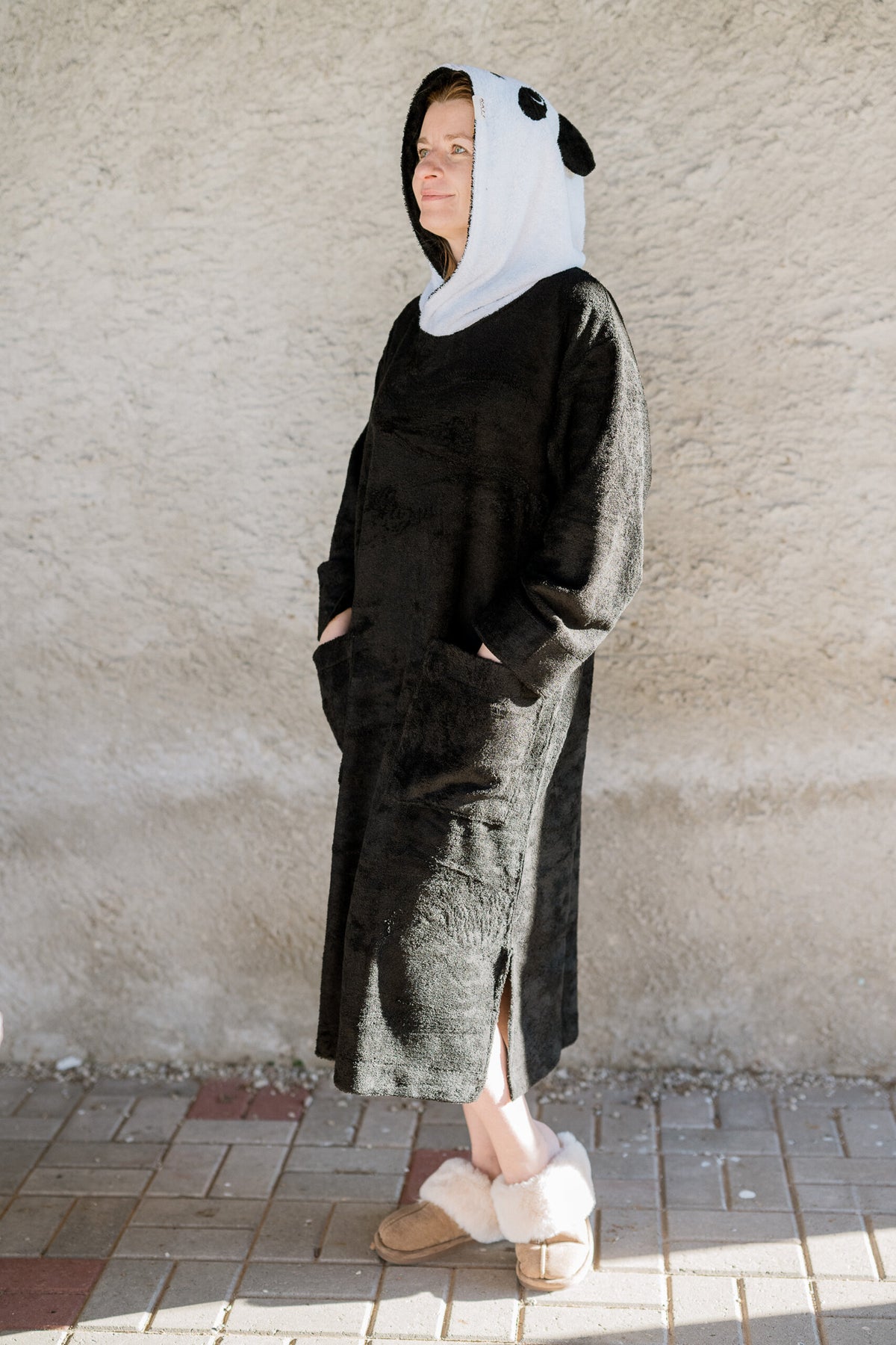 Unisex-Poncho PANDA aus OEKO-TEX Bambus-Frottee für Erwachsene – Produktansicht 3