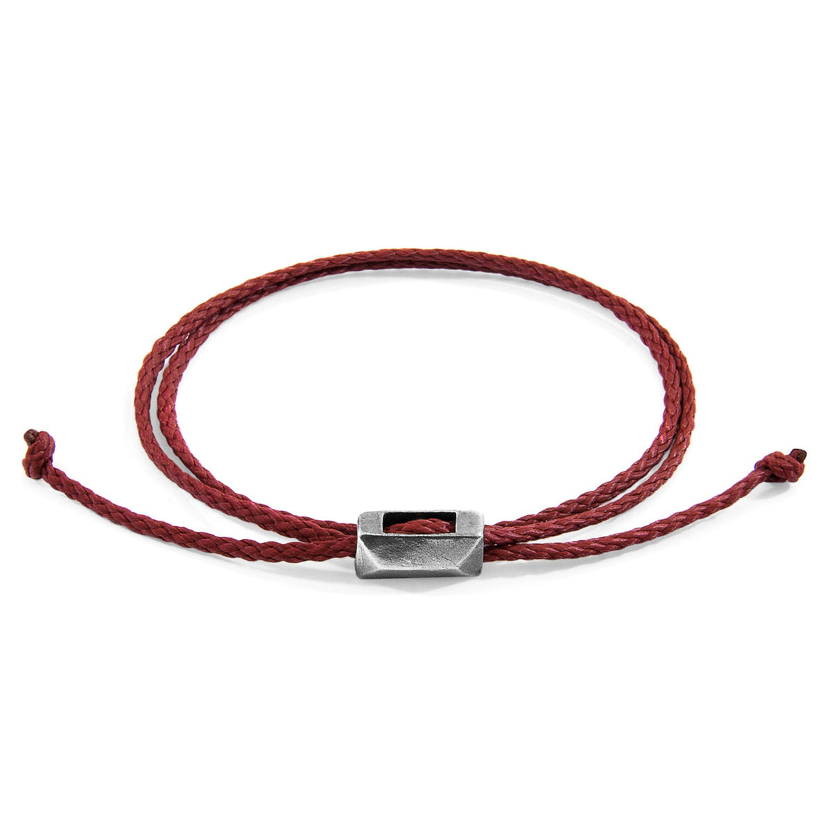 Edward Skinny-Silberarmband aus Seil – Burgunderrot