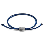 Edward Skinny-Silberarmband aus Seil – Marineblau