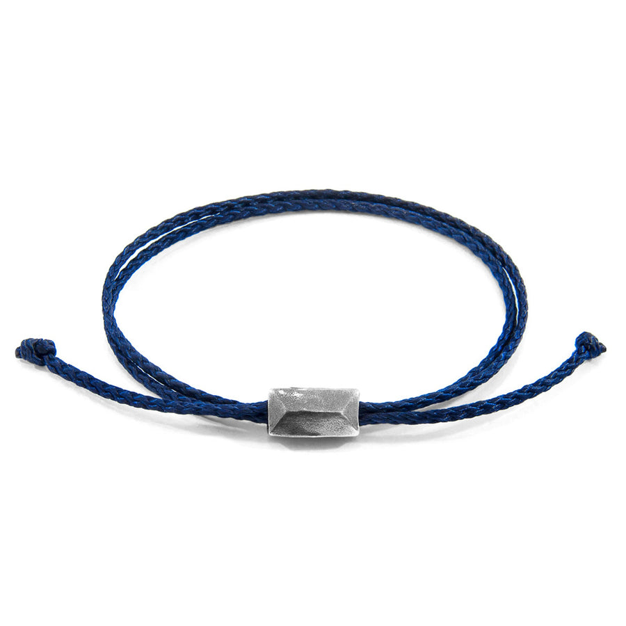 Edward Skinny-Silberarmband aus Seil – Marineblau