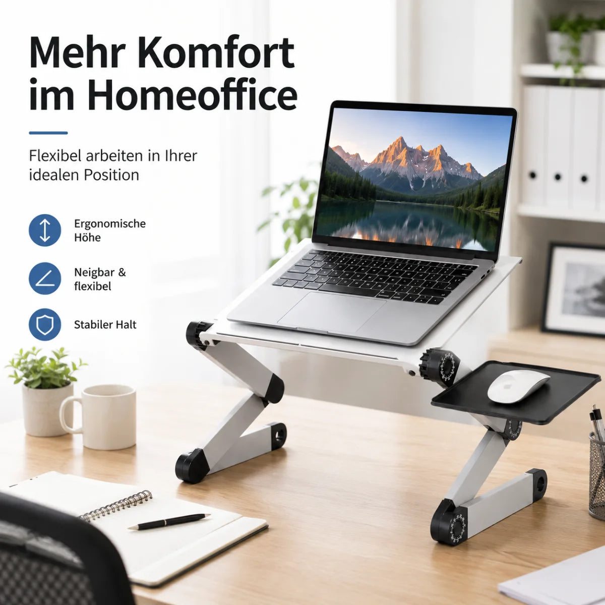Laptop-Tisch mit Mausablage verstellbar – Produktansicht 5