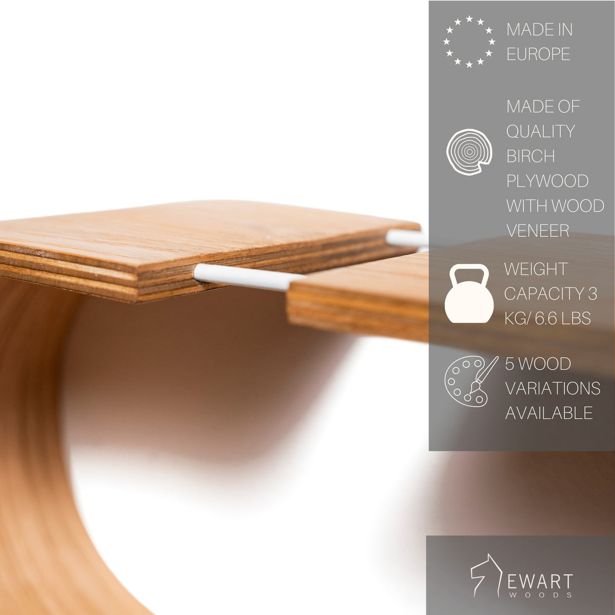 Schwebendes Wandregal aus Holz – Oval – Produktansicht 5