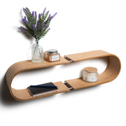 Schwebendes Wandregal aus Holz – Oval