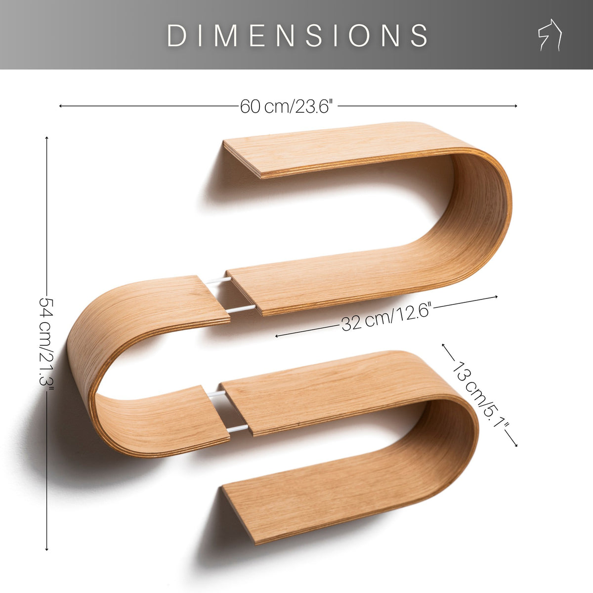 Schwebendes Wandregal aus Holz – Snake – Produktansicht 4