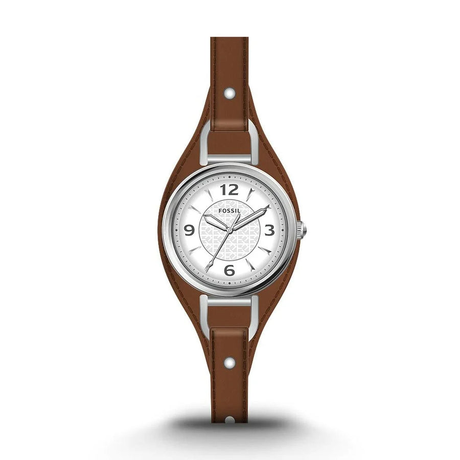 Fossil Carlie ES5214 Damenuhr Silber/Braun 28 mm