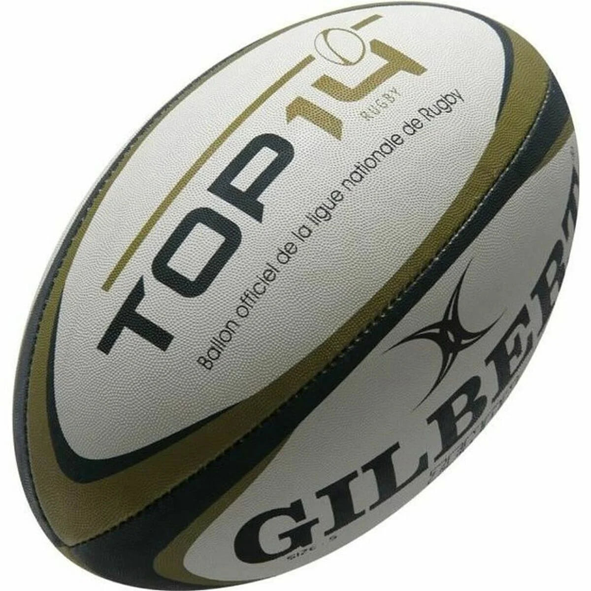 Gilbert Top 14 Mini-Rugbyball in Weiß, Schwarz und Gold