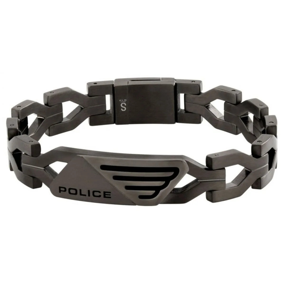 Police PJ26556BSU.03 Herrenarmband mit geometrischen Metallgliedern, Vorderansicht