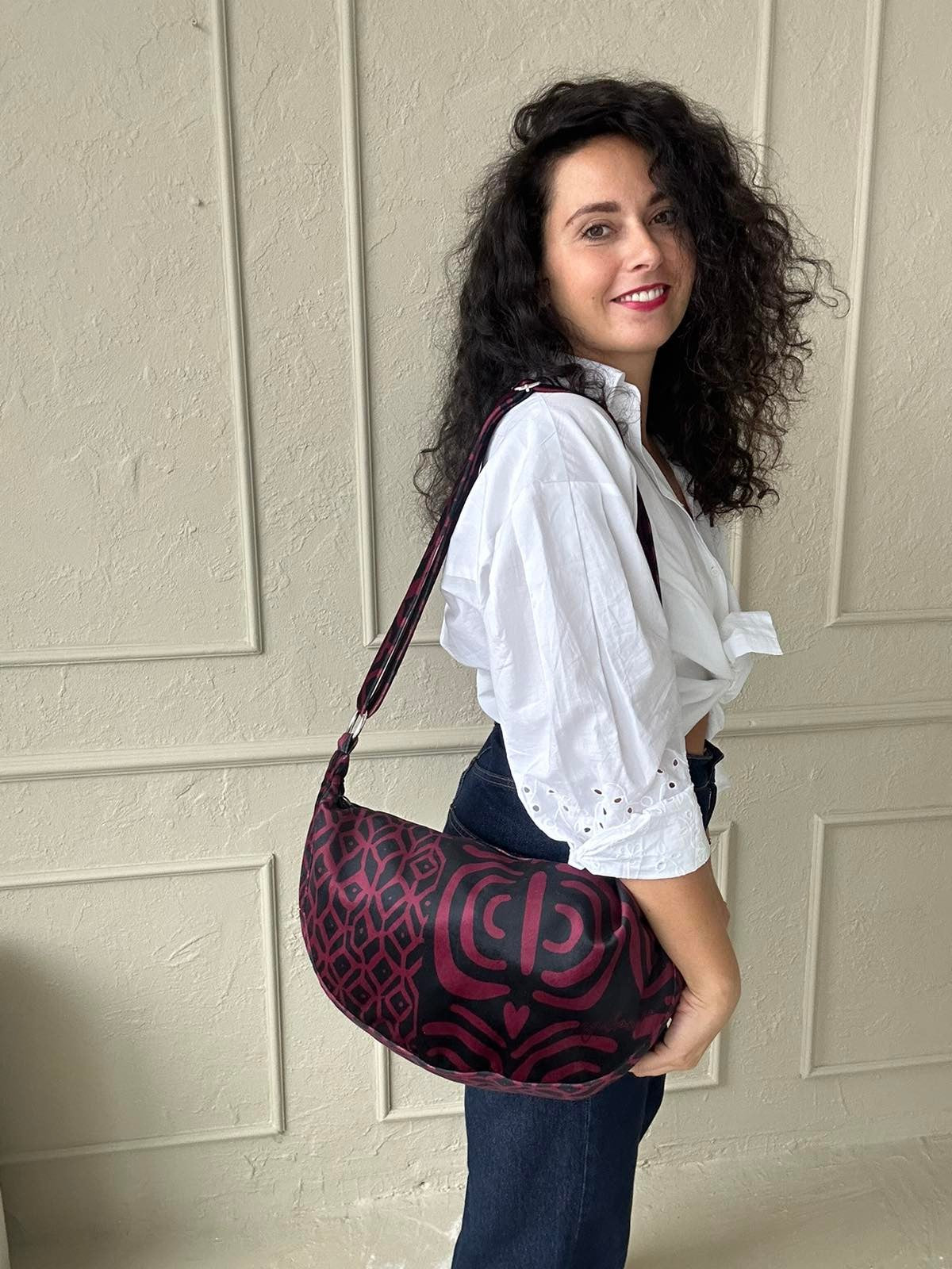 Hobo Bag - Burgundy Pattern