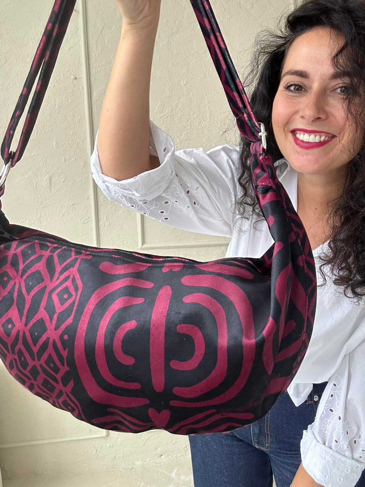 Hobo-Handtasche – Burgundy Muster – Produktansicht 5