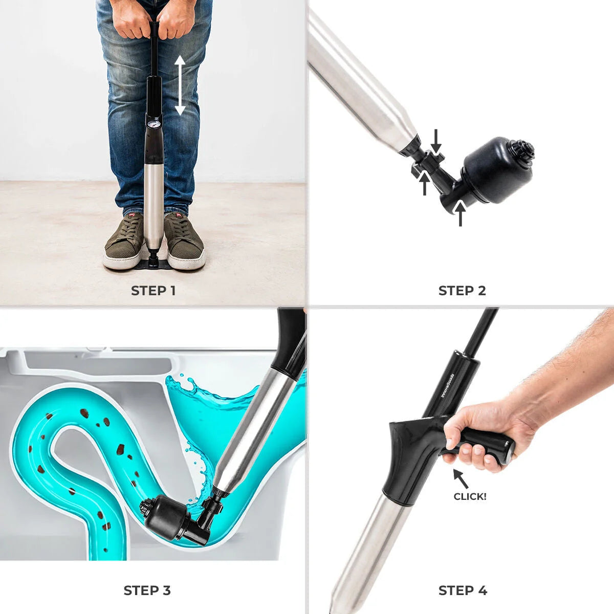 Druckluft-Abflussreiniger Jetpro mit Manometer – Produktansicht 5