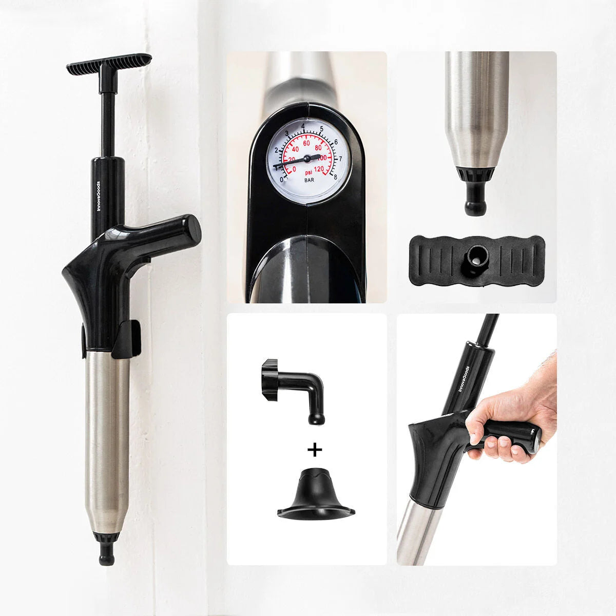 Druckluft-Abflussreiniger Jetpro mit Manometer – Produktansicht 4