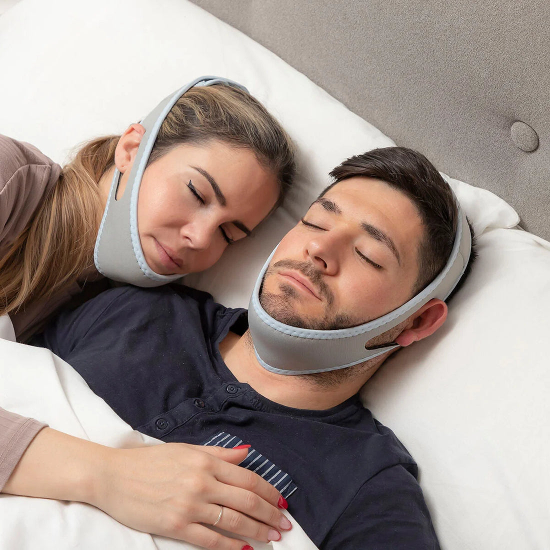 Stosnore verstellbarer Kinnriemen Grau Blau – Detailansicht 1