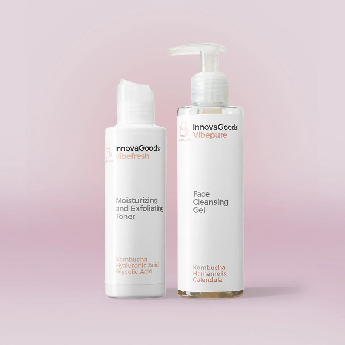 Vibepure Reinigungsgel und Vibefresh Gesichtswasser mit Kombucha