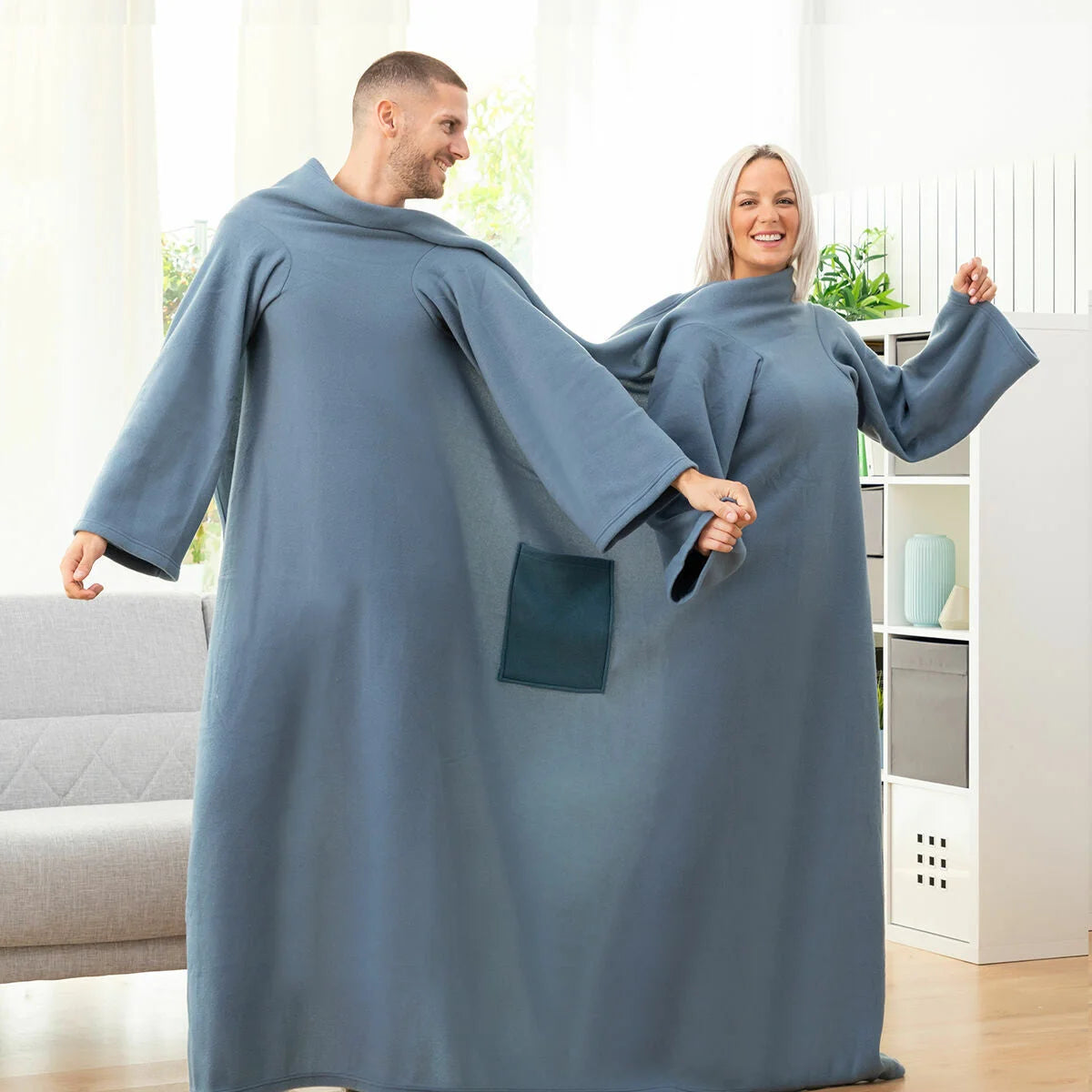 InnovaGoods Doppelte Ärmeldecke – Blau Beige Modern