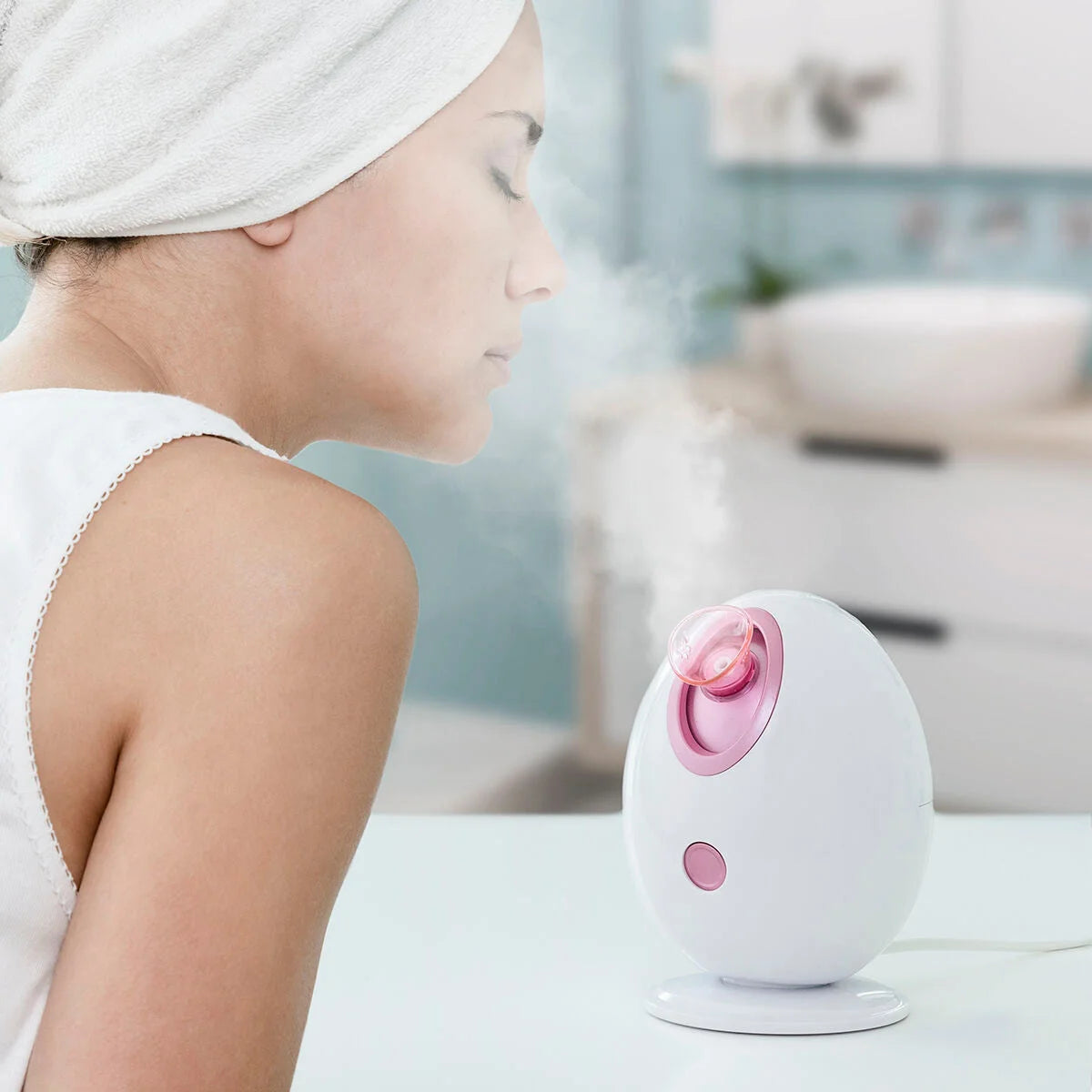 Moispa elektrische Gesichtssauna in Weiß und Rosa
