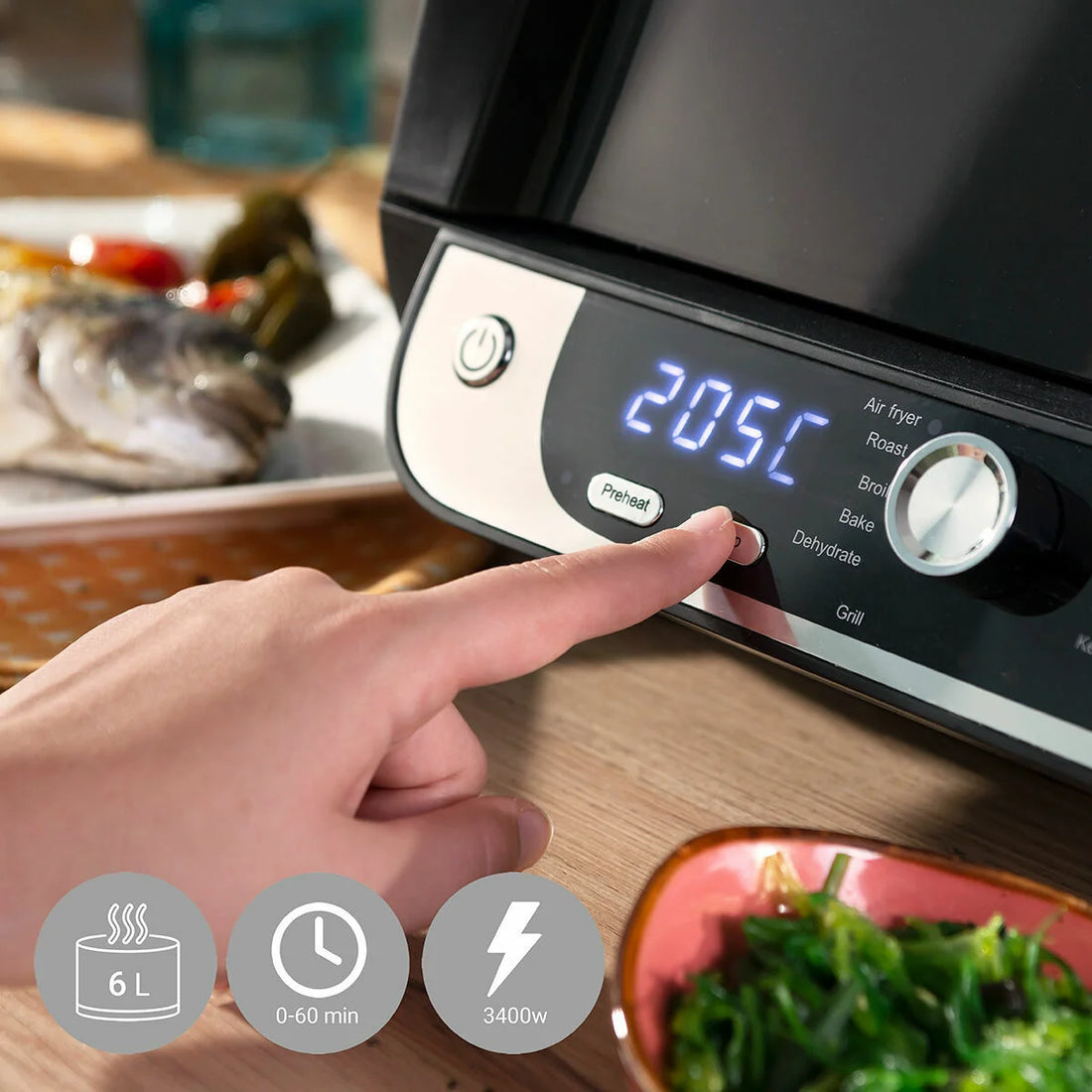 Fryinn 12-in-1 Heißluftfritteuse mit Grill 6 L – Detailansicht 3
