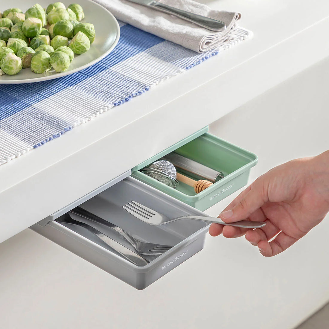 Satz selbstklebender Hilfsschubladen für den Schreibtisch Underalk  Packung mit 2 Einheiten – Detailansicht 3