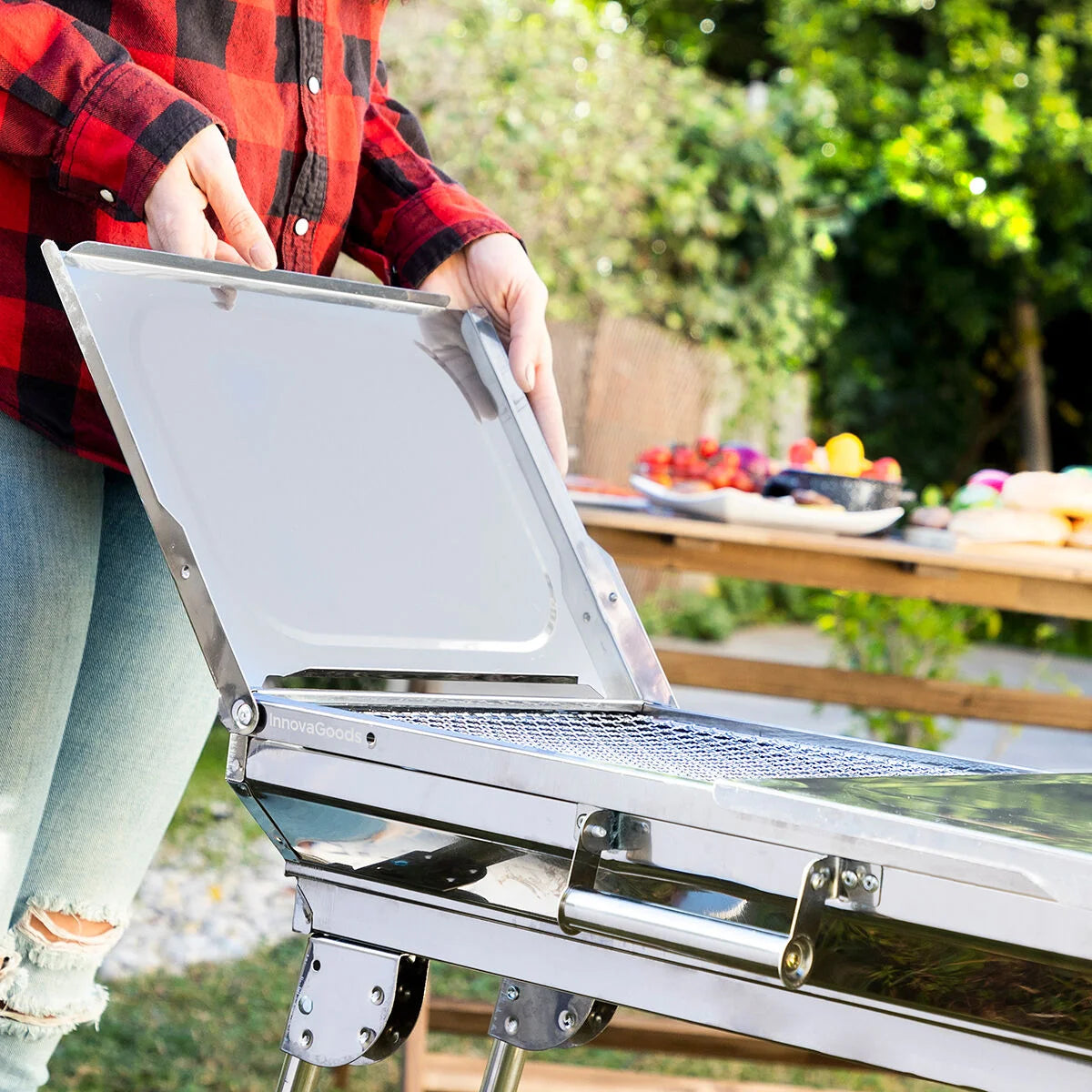 ExelQ klappbarer Holzkohlegrill aus Edelstahl – Produktansicht 2