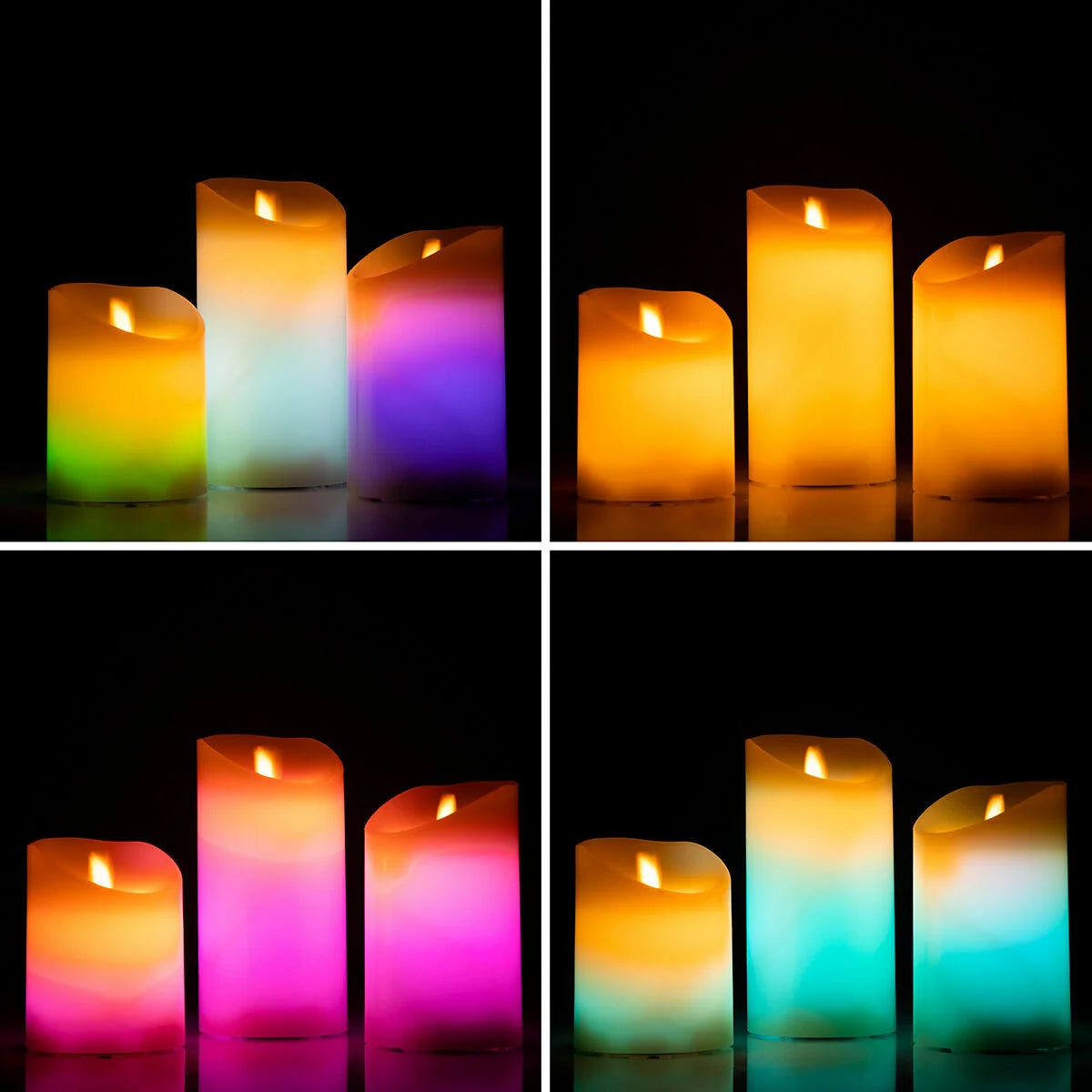 Mehrfarbige LED-Kerzen Flammeneffekt mit Fernbedienung Lendles  3 Stück – Produktansicht 4
