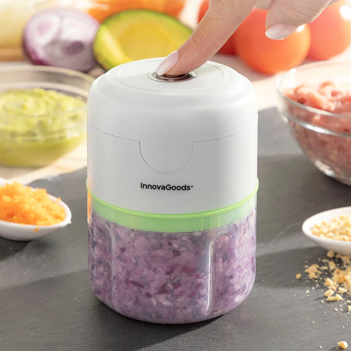 Echoppie Mini-Zerkleinerer in Weiß und Grün