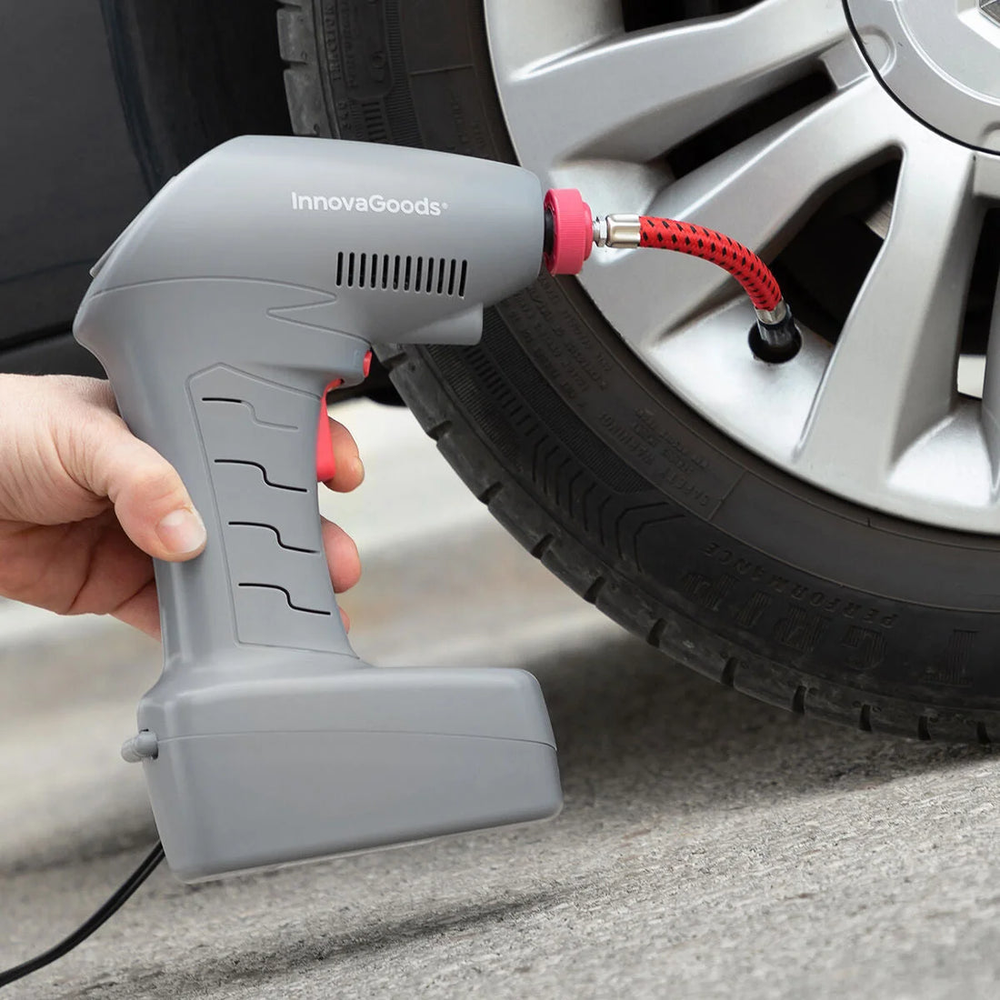 Airpro+ tragbarer Luftkompressor mit LED – Detailansicht 1