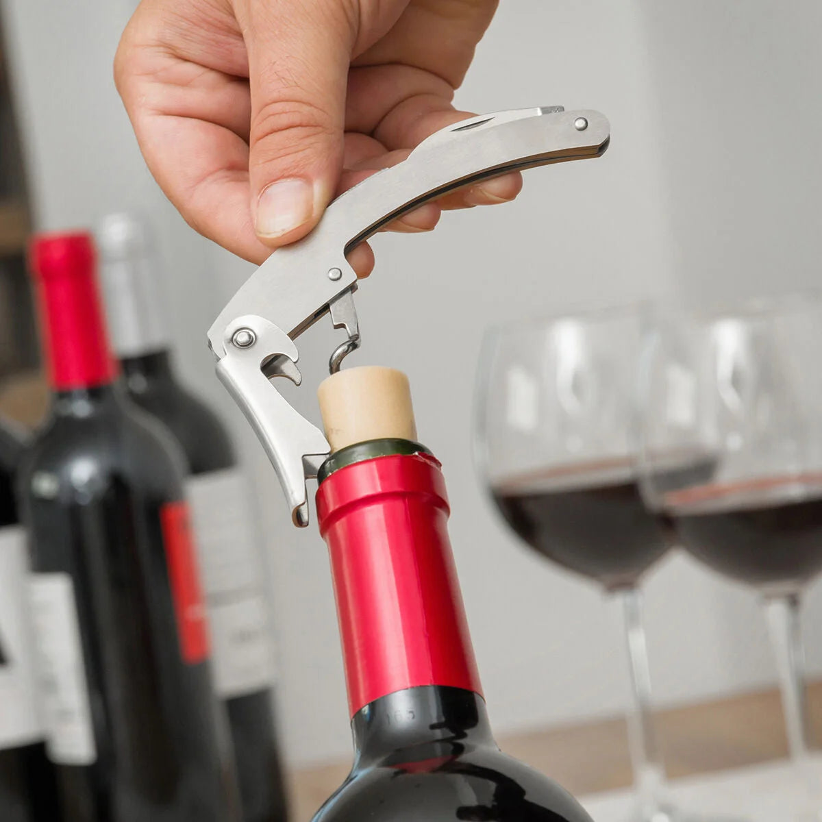 5-teiliges Weinzubehör-Set in Flaschenoptik – Produktansicht 3