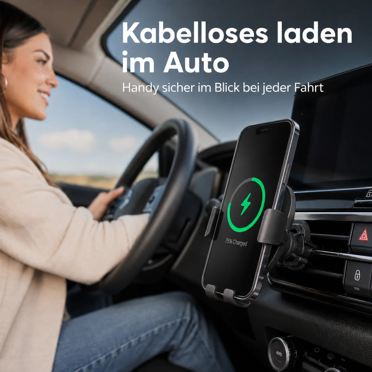 Auto-Handyhalterung mit kabellosem Laden 15 W – Anwendung und Details