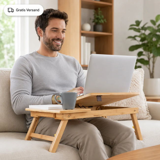 Bambus-Laptoptisch klappbar mit Schublade