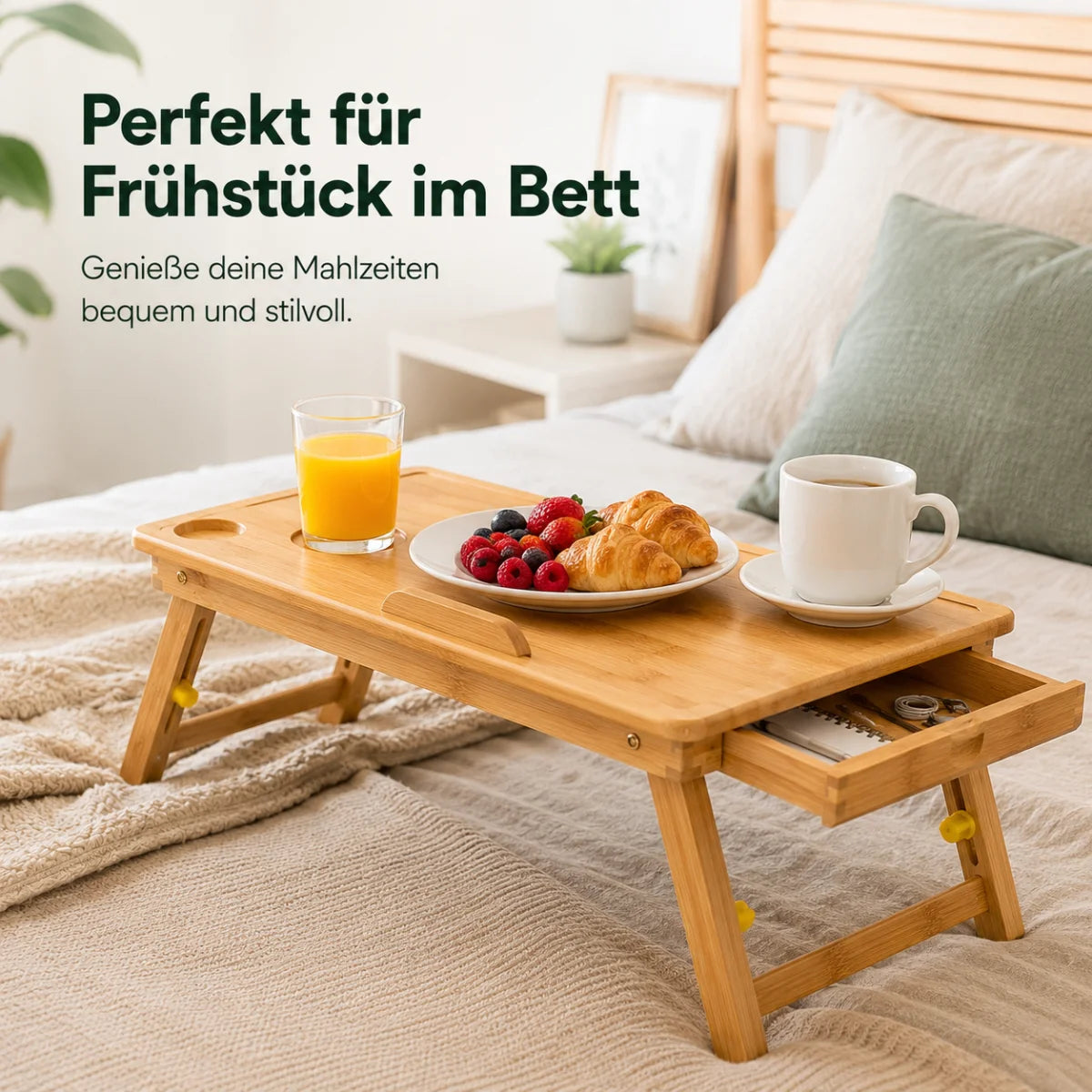 Bambus-Laptoptisch klappbar mit Schublade – Produktansicht 4