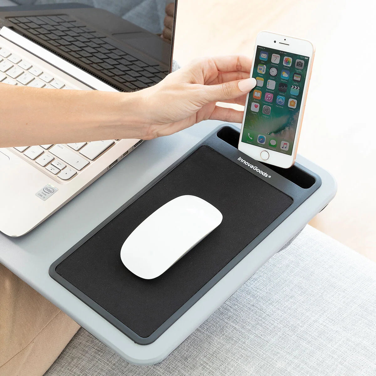 Deskion Laptop-Tisch mit XL-Kissen und Mauspad – Produktansicht 4