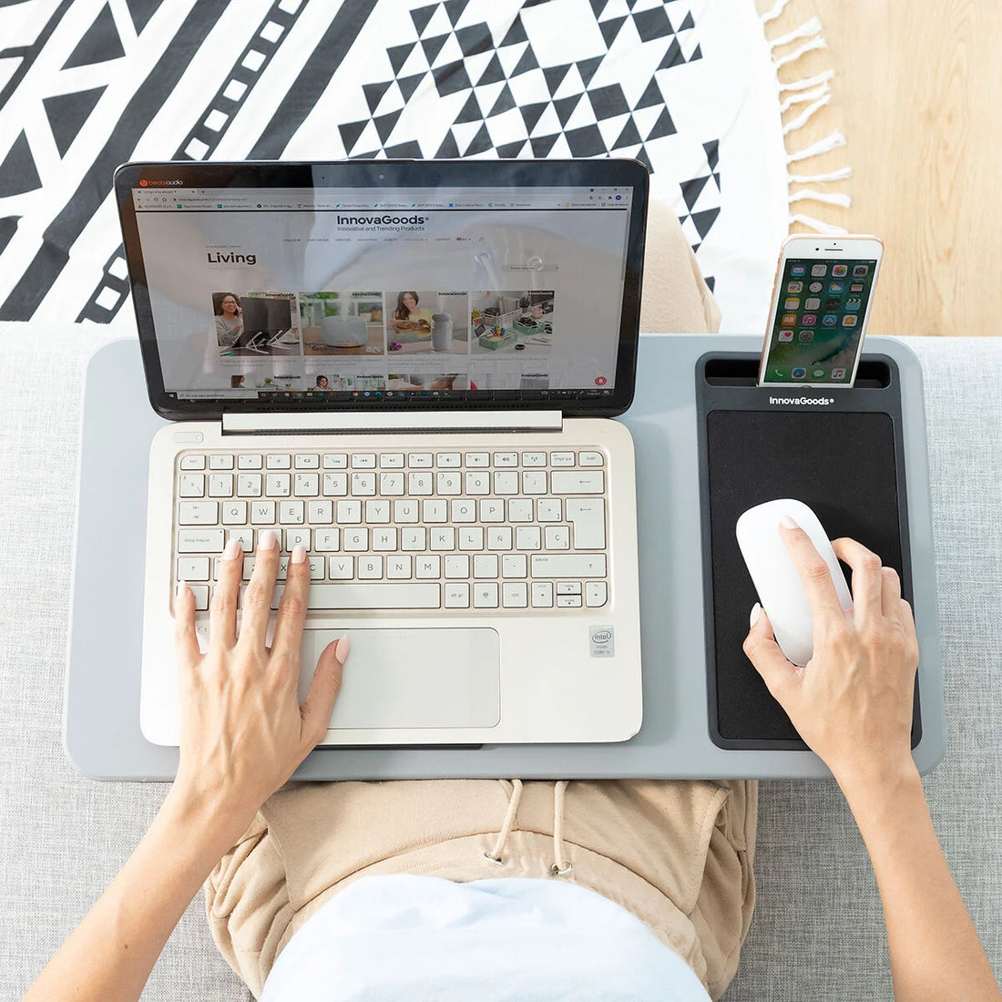 Deskion Laptop-Tisch mit XL-Kissen und Mauspad – Detailansicht 4