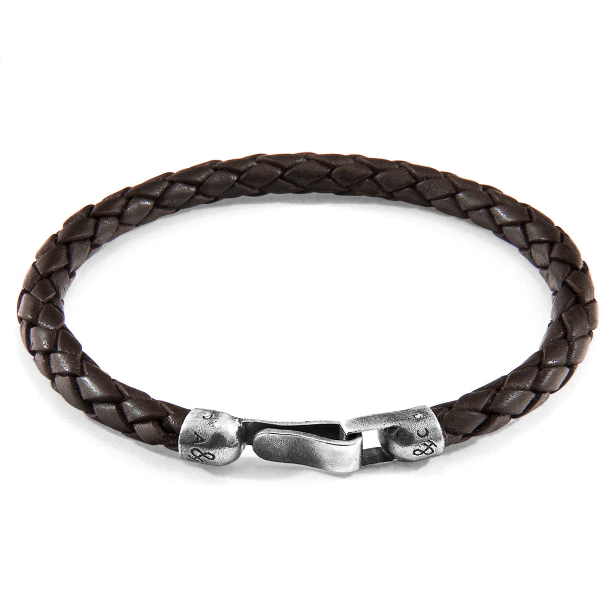 Skye Silberarmband aus geflochtenem Leder – Kakaobraun – Produktansicht 3