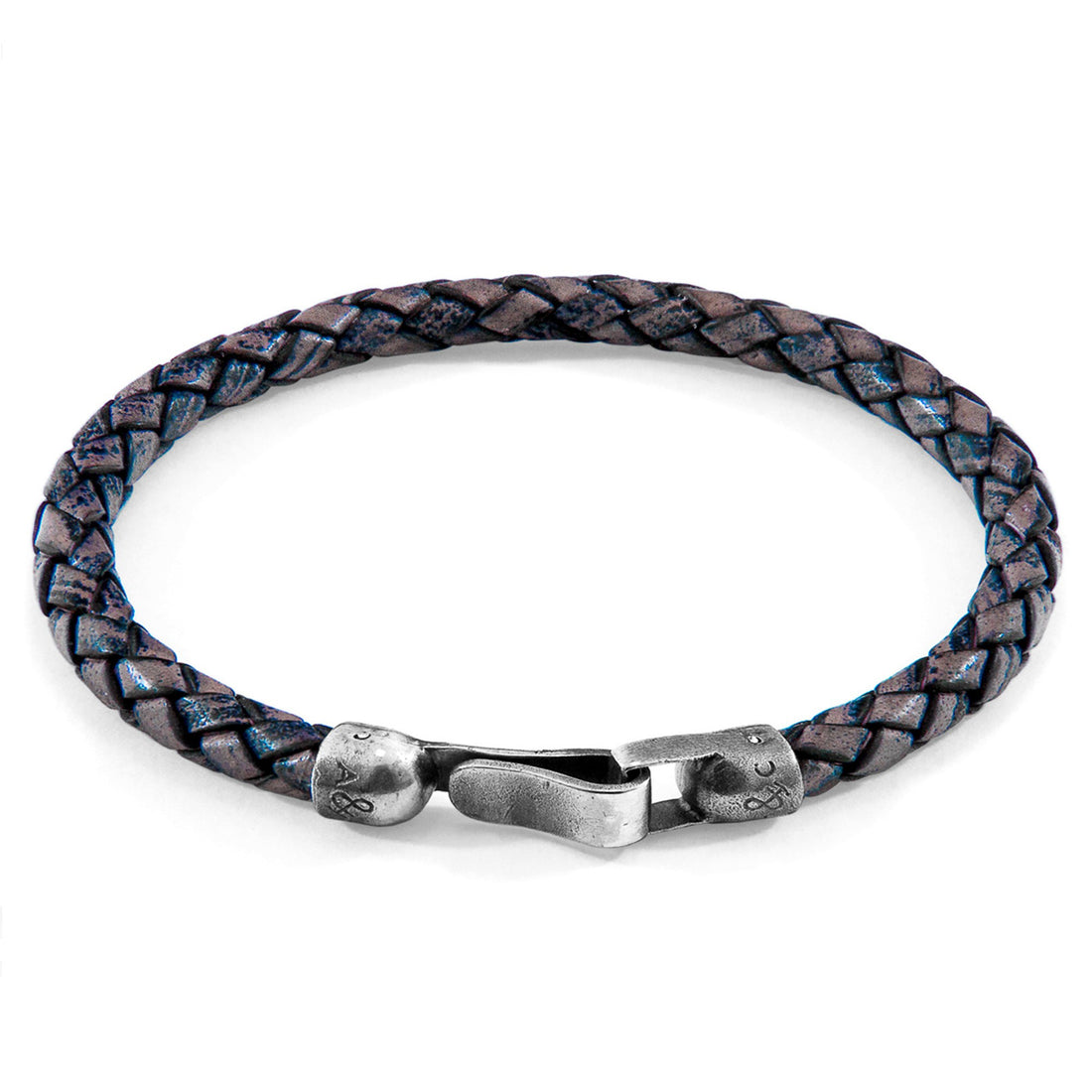 Skye Silberarmband aus geflochtenem Leder – Indigoblau – Detailansicht 1