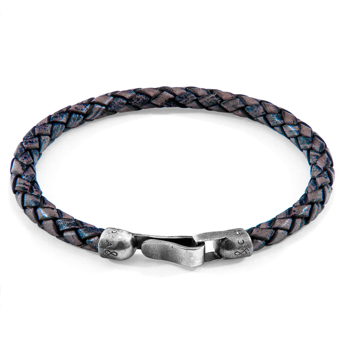 Skye Silberarmband aus geflochtenem Leder – Indigoblau – Produktansicht 3